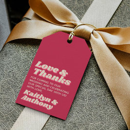 70's Retro Groovy Viva Magenta Bröllop Presentetikett