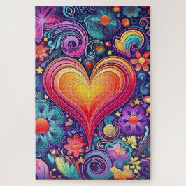 70s Retro Heart-Pride Färgt pussel
