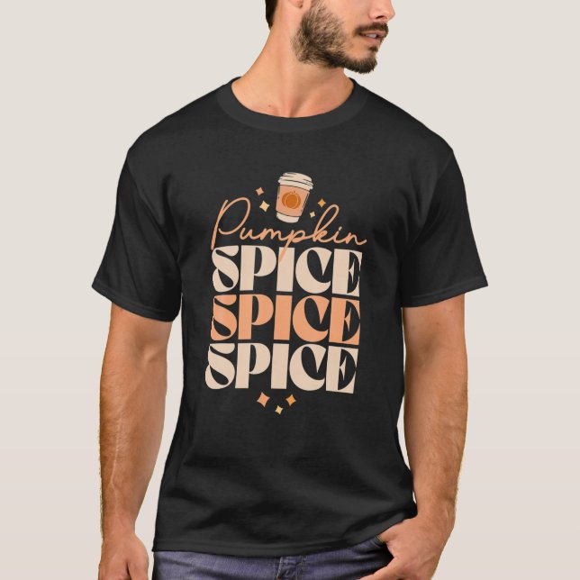 70S Retro Pumpkin Spice Latte PSL Retro Fall Vinta T Shirt (Framsida)
