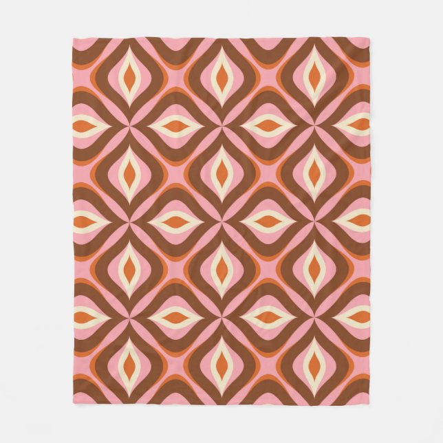 70s Retro Seamless Pattern in Orange,  Brown,  Pin Fleecefilt (Framsidan)