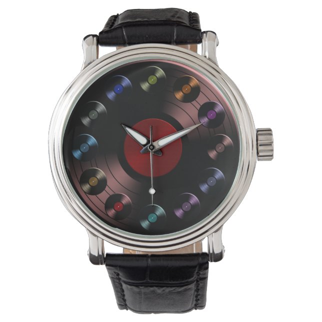 70s Retro Vinyl Record Armbandsur (Framsida)
