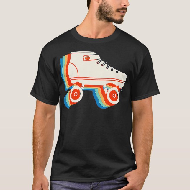 70S Roller Skates Disco Retro-Vintage T Shirt (Framsida)
