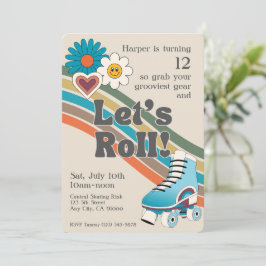 70's Roller Skating Födelsedagsfest inbjudan