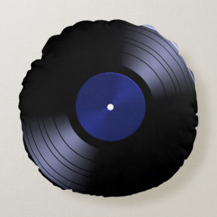 70s Spela in album Vinyl Round Pillow Rund Kudde