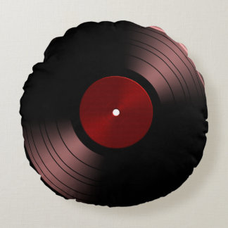 70s Spela in album Vinyl Round Pillow Rund Kudde