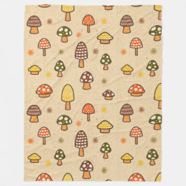 70s Style Retro Mushrooms Fleecefilt