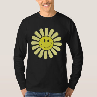 70s Yellow Smile Face Flower  Happy Peace Smiling  T Shirt
