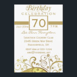 70th - 79th födelsedagsfest inbjudan<br><div class="desc">Dina ska gäster älskar denna personifierade, guld, och födelsedagsfest inbjudan för vit 70th till 79th med elegant vit- och guldfinare virvlar runt. Enkelt yet festligt, eleganten, chic, klassikern, flott 70th, 71st, 72nd, 73rd, 74th, 75:e, 76th, 77th, 78th, är den 79th födelsedagsfest inbjudan är ett passande långt som firar din hedersgäst75:efödelsedag...</div>