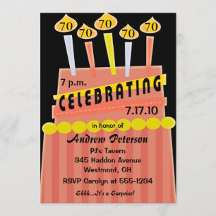 70th - 79th födelsedagsfestpersonliginbjudan inbjudningar