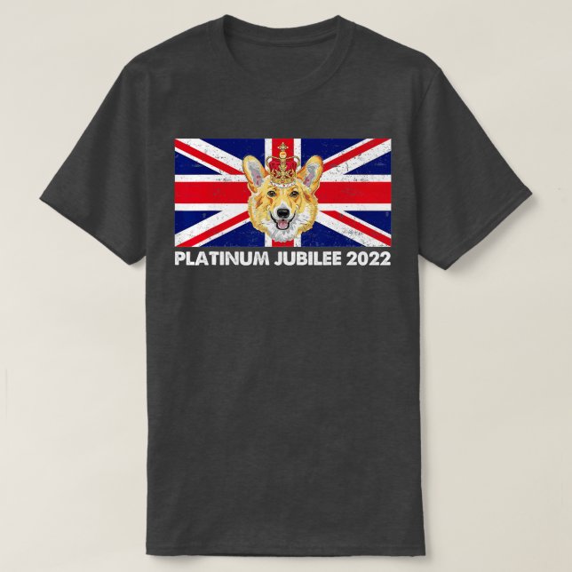 70th Anniversary Platinum Jubilee Cute Corgi  T Shirt (Design framsida)