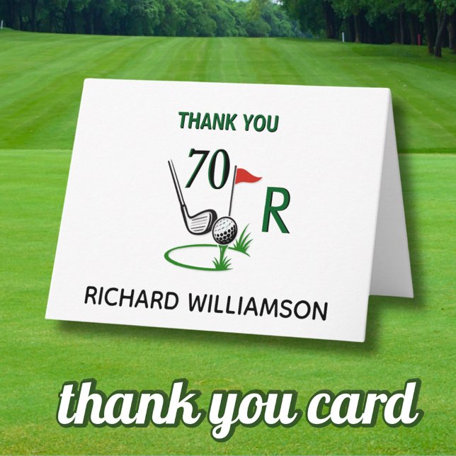 70th (Any Year) Birthday Golf Men's Monogram Name Tack Kort (Skapare uppladdad)