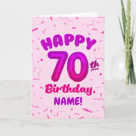 70th Balloon Number Custom Name Birthday Card Kort