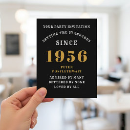 70th Birthday 1956 Black Gold Invitation Vykort