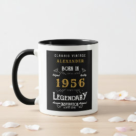 70th Birthday 1956 Legend Retro Black Personalized Mugg