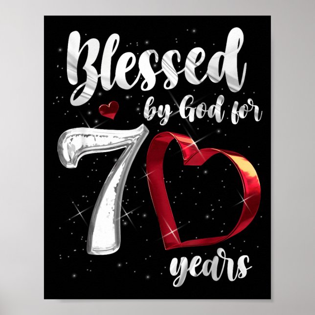 70th Birthday Blessed By God For 70 Years Birthday Poster (Framsidan)