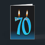 70th Birthday Candles Kort<br><div class="desc">Eyeballs on a 70th candle with gradient background.</div>