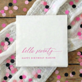 70th Birthday Party Pink Hello 70 Modern Elegant Pappersservett