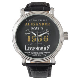 70th Birthday Personalized Born 1956 Vintage Black Armbandsur