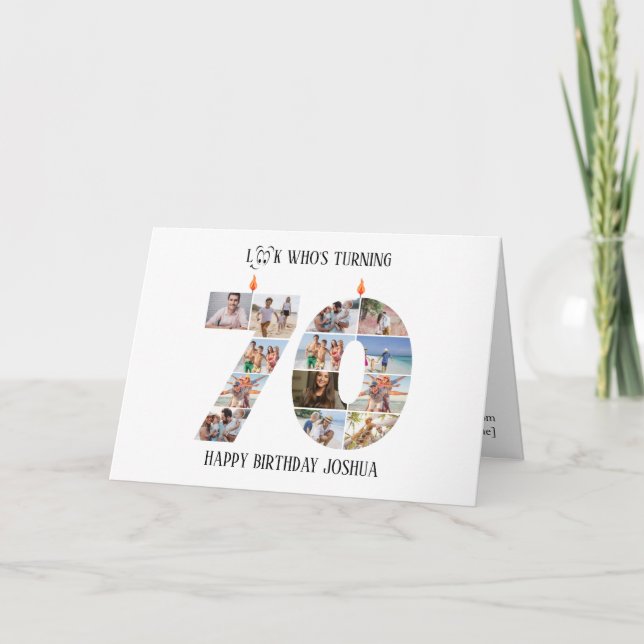 70th Birthday Photo Card Tack Kort (Framsida)
