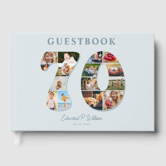 70th Birthday Photo Collage Milestone Guestbook Gästböcker
