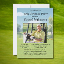 70th Birthday Photo Watercolor Golf Theme