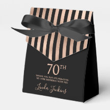 70th Birthday Rose Gold Striped Thank You
