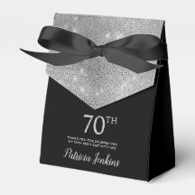 70th Birthday Silver Thank You Favor Box
