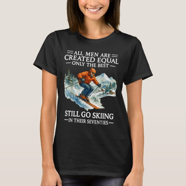 70th Birthday Skier Man 70 Years Old Skiing Lover  T Shirt (Framsida)