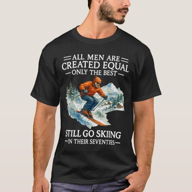 70th Birthday Skier Man 70 Years Old Skiing Lover  T Shirt (Framsida)