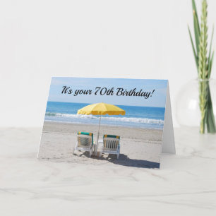 **70th BIRTHDAY WISHES ARE LIKE DAY AT BEACH Card Kort