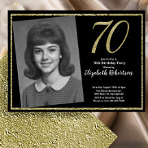 70th Custom Photo Black and Gold 