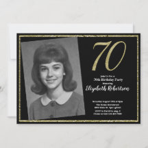 70th Custom Photo Black and Gold 