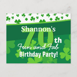 70th Enorma födelsedaggröntShamrocks G002G Inbjudningar