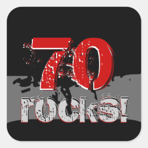 70th födelsedag - 70 stenar! Svart Grunge som är Fyrkantigt Klistermärke