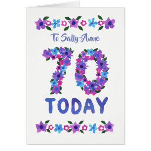 70th födelsedag för beställnings- nätt blommig hälsningskort