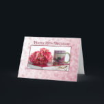 70th födelsedag - för dam - rosa ros/bok/mugg kort<br><div class="desc">Ett ljuvt 70th födelsedagkort för den mycket speciella dam.</div>