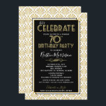 70th Födelsedag för födelsedagart décoGatsby ryta Inbjudningar<br><div class="desc">För den Gatsby för födelsedagart déco skräddarsy den ryta 20-tal för underbar inbjudan vuxen födelsedagen - att skräddarsy, att klicka "den" knäppas och använder designverktyg för att ändra denna mall. All text, text färgar, och text storleksanpassar kan ändras. Betrakta det Matte papperet, >> för mer tjock papper. >> klicka på...</div>