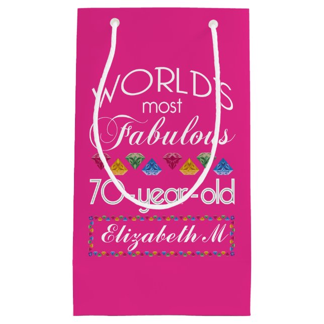 70th Födelsedag mest rosa sagolika färgrika Gems (Framsidan)