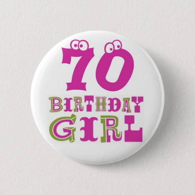 70th Födelsedagflickan knäppas emblem Knapp (Framsida)