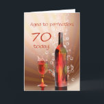 70th födelsedagkort för plaska vin kort<br><div class="desc">Plaska vin och bubblar gör detta 70th födelsedagkort extra sakkunnig och synar att fånga</div>