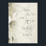 70th födelsedagsfest inbjudan för vitblommor<br><div class="desc">Sjuttionde födelsedagsfest inbjudan i blom- design för elegantkräm swirly,  klassikern och snyggten,  anpassade med ditt party specificerar.</div>