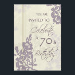70th födelsedagsfest inbjudankort för purpurfärgad inbjudningar<br><div class="desc">70th födelsedagsfest inbjudankort i klassikerbeige och subtila lilor. Kvinnligt och eleganten med den stilfulla blommönstret,  anpassade med ditt party specificerar fullständigt.</div>