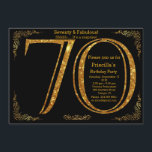 70th födelsedagsfest, sjuttio, Gatsby, svart guld Inbjudningar<br><div class="desc">70th,  födelsedagsfest,  sjuttio,  underbara Gatsby,  svart & guld,  dubbelsidigt,  elegantt som är redigerbara</div>