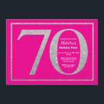 70th Födelsedagshock rosa och silverglitter Inbjudningar<br><div class="desc">70th Födelsedaginbjudan. Shock rosa och inbjudan för silverglitterfödelsedagsfest med shock rosabakgrund. Överrrakningfödelsedag. Vuxen födelsedag. Party för manar- eller kvinnaBday våldsamt slag. Behaga klickar "skräddarsy den" knäppas och använder vårt designverktyg för att ändra denna mall för mer ytterligare customization.</div>