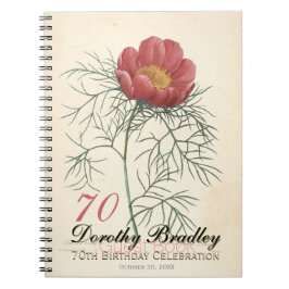 70th För piongäst för födelsedagsfest botanisk bok Anteckningsbok