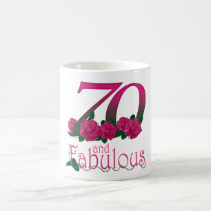 70th för rosa rosblomma för födelsedag 70 mugg