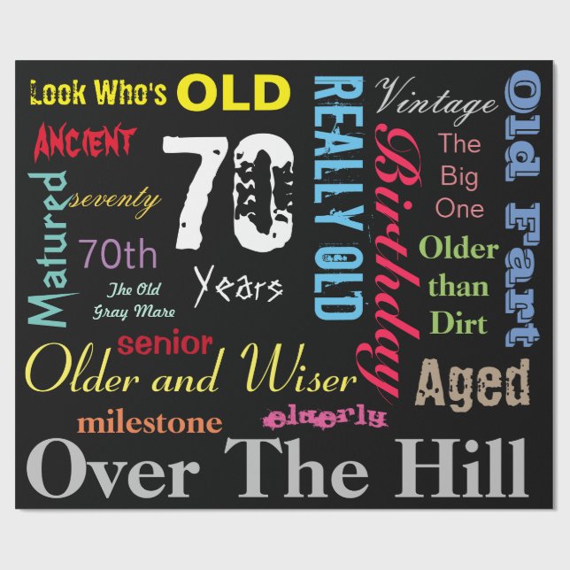 70th Grattis på födelsedagen i en stor Presentpapper (Platt)