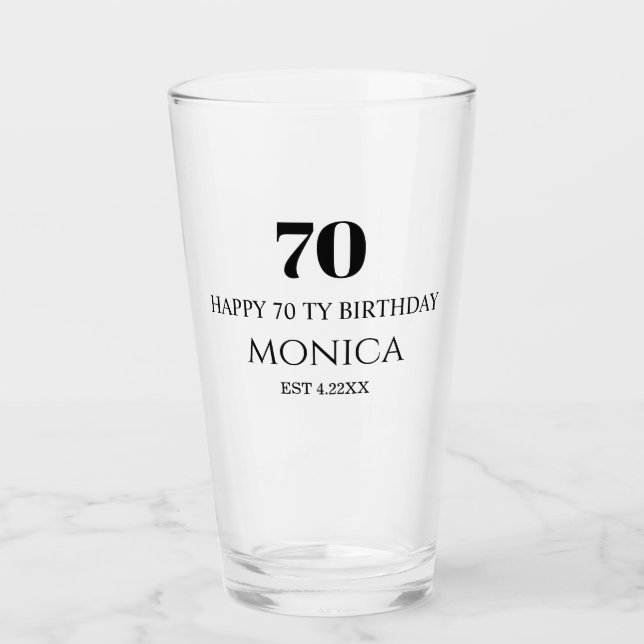 70th happy birthday custom name Glass Cup Glaskopp (Framsida)
