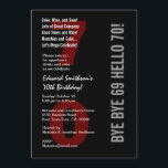 70th Modern Birthday Black Silver White Red W1789 Inbjudningar<br><div class="desc">Den här moderna designen i svart, silver, rött och vitt är en elegant för att inbjudan dina gäster till en 70:e födelsedagsfest. All text är helt anpassade. Du kan ändra bakgrunden till färg eller färgen för ett annat utseende. Jag rekommenderar den förstklassiga metalliska pappra, som kommer att ge ge dina...</div>