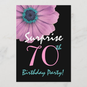 70th Nätt rosa daisy för överrrakningfödelsedag Inbjudningar